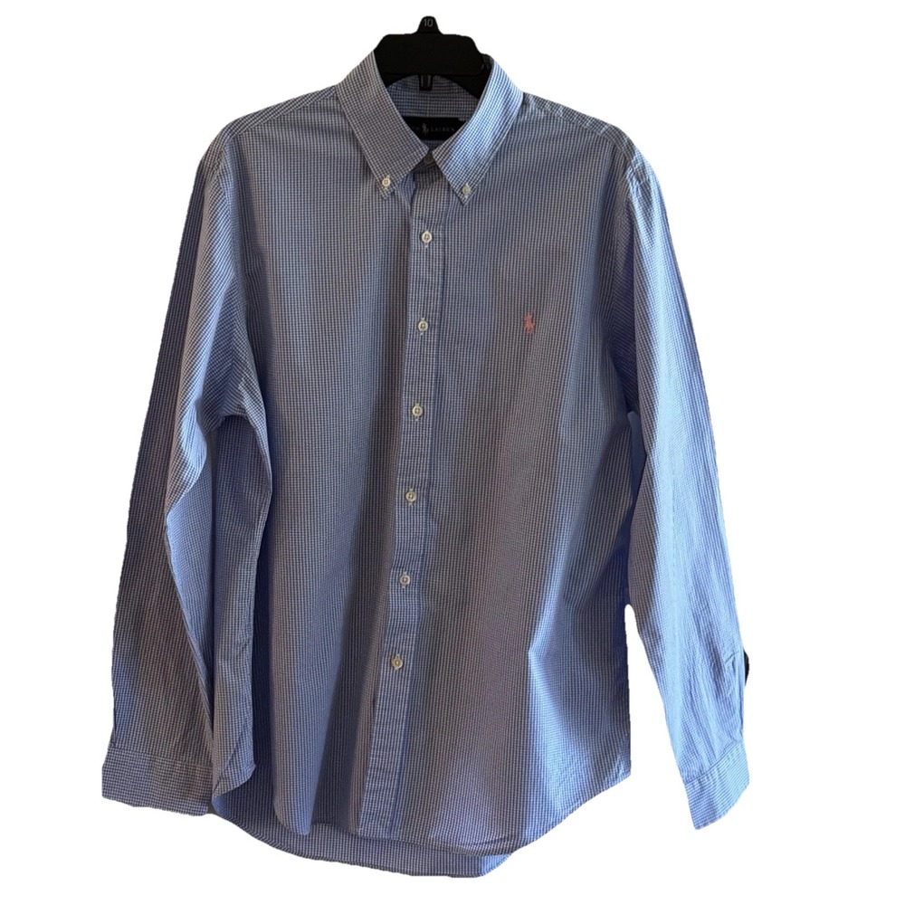 Ralph Lauren Men's Blue/white Large button down shirt Preowned
